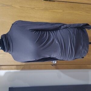 Soft surroundings chocolate brown rousched gathered lightweight long sleeve top